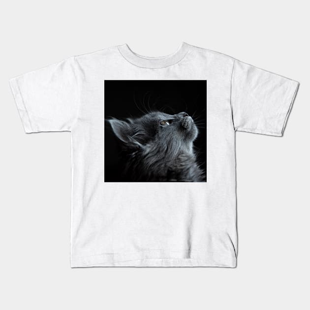 Gray Cat Kids T-Shirt by ArtoTee